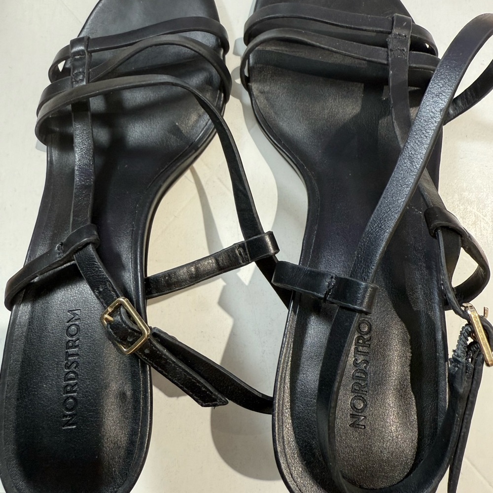 Nordstrom Black Minimalist Leather Sandals